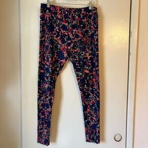 Lularoe‎ tall and curvy tc leggings pink blue floral pre-owned